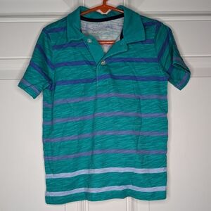OshKosh Polo Shirt Blue Green Strip Boys Size 4/5